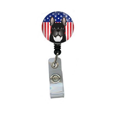 TEACHERS AID American Flag & French Bulldog Retractable Badge Reel5 x 1 x 2 in. TE733129